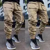 GODLIKEU pantalon Cargo décontracté pour hommes ample grande taille rayé multi-poches sport Fitness Hip Hop survêtement pantalon 220325