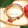 Braccialetti a catena a maglia Gioielli intrecciati a mano Fascino Babbo Natale Albero di Natale Bracciale con ciondolo Donna Bambini G Dhzlm