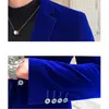 Brand clothing Men Golden velvet suitMale slim High quality business BlazersGrooms Wedding Dress Mens jacket clothing 220704