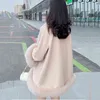 Pop Women Woolen Cloak Autumn Winter Casual Fashion Solid Color Päls Cuff Manschett All-Match Loose Faux Fur Cloak Ull Ytterkläder T220810