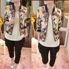 Partihandel- 2022 Fashion Spring Autumn Fahion Women Stand Collar Long Sleeve Zipper Floral Printed Bomber Jacket1