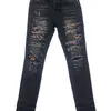 Jean Designer Amirrs Jeans 2023 Amirrsy Slp Stijl Pluizig Luipaard Patch Gestikt Gat Elastisch 200B