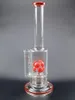 Red Glass Water Bong Percolator Hookah Shisha Smoking Pipe with Base for Tobacco Accessories