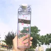 Creatieve Leuke Plastic Clear Milk Carton Waterfles Mode Strawberry Transparante Doos Juice Cup voor Meisjes Een gratis 220329