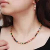 CWWZircons Multicolor Rainbow Rectangle Cubic Zirconia Earring Necklace Sets for Women Trendy Party Boho Costume Jewelry T521 220726