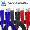 1m 2M 3M 3A Schnellladekabel Typ C Micro-USB-Kabel Draht für Samsung Htc Lg Android-Handy