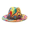 Brede rand hoeden 2022 kleurrijke fedora voor vrouwen plat panama wol vilt jazz jasje mannen goth top bruiloft hoed cap eer2222