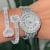 Delicada Baguette CZ Forma de Coração Ajustável Cuff Bangle Pulseira Iced Out Bling 5A Zircônia Cúbica MULHERES Hiphop Jóias