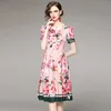 Robe florale pour femmes, tenue d'été imprimée, manches courtes, haut de gamme, élégante, robes OL, Boutique, 2022