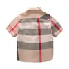 Garçons Designer Vêtements T-shirts En Gros Coton Patchwork Revers À Carreaux T-shirt À Manches Courtes Bébé Été Enfants Infantile Match Couleur Demi Manches PSK132