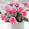 Ghirlande di fiori decorativi 10 pezzi lotto rosa rossa fiore artificiale real touch lattice finto silicone bouquet finto decorazione per la casa2519293