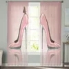 Curtain & Drapes Pink Female High Heels Butterfly Tulle Sheer Window Curtains For Living Room The Bedroom Modern Voile Organza DrapesCurtain