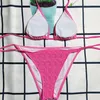 Conjunto de bikini con letras de diamantes de imitación para mujer y niña, traje de baño sexy dividido, sujetador triangular para playa, calzoncillos con corbata, traje de baño para vacaciones de verano 257z