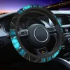 Steering Wheel Covers Teal Blue And Gold Hues Marble Agate Cover Custom Auto Car Protector Fit For Sedan AccessoriesSteering