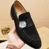 A1 men classic Flat designer Dress shoes 100% Authentic cowhide Metal buckle leather letter casual shoe Mules Princetown Men Trample Lazy Loafers Large size 38-45