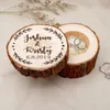 Caja de anillo de madera personalizada Compromiso Portador rústico Boda Joyería Propuesta Titular 220608