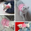 Köpek yakaları taslaklar yumuşak nefes alabilen örgü kablo demeti tasma seti dantel çiçek prenses kedi yelek kaçış geçirmez evcil hayvan elbisesi köpekler için