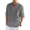 Hommes Casual Blouse Coton Lin Chemise Lâche Tops À Manches Longues T-shirt Printemps Automne Casual Beau Hommes Chemises 220712