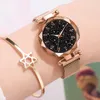 Avanadores de pulso Price Starry Sky observa o ímã magnético de luxo feminino quartzo geométrico da superfície feminina luminosa Watchwristwatches h