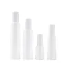 Empty False White Glass Bottle Flat Shoulder Lotion Spary Press Pump Shiny White Lid Portable Refillable Cosmetic Packaging Container 20ml 30ml 60ml 100ml 120ml