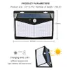 Lâmpada solar solar LED Lâmpada solar ao ar livre à prova d'água para decoração de jardim 3 modos Luzes de parede da luz solar alimentada pela parede