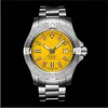 Srebrny czarny płócienna skórzana gumowa automatyczna mechaniczna mechaniczna Mężczyźni II zegarek zegarki ze stali nierdzewnej Sport zegarki Sapphire Yellow Diwal
