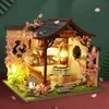 Миниатюрный деревянный кукольный домик своими руками, комплект собранной мебели, кукольный домик Casa с цветущей вишней, игрушки для взрослых, рождественские подарки