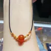 New Red Agate Jequirity Bean Pendant with Ball Bing Lucky Beads Black Rope Couple Gift Collana regolabile