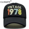 Vintage 1978 Cap Trucker Men Retro 40. urodziny Baseball Caps Black Cool Hat