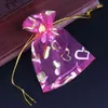 50pcs/Lot Pink Red White Multi-color Printing Roses Love Christmas Organza Sack Drawstring Gift Charm Jewelry Packaging Bags