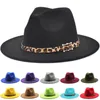 Bérets Fedora Hat Caps de laine Caps Leopard Belt Chapeaux Trilby Cap Jazz Femme Fedoras Mariage Bowler Men Breen Breend Panama