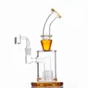 9 pulgadas Hookah Vidrio recto Dab Rig Agua Bong Tubos de humo 14.4 mm Junta hembra con cuarzo Banger 2 colores