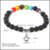 Braccialetti a catena di collegamento gioielli 7 chakra guarigione bracciale perline da 8mm lava pietra tigre perline per occhio per uomo uomo yoga char dhk