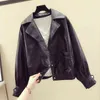New Women Vintage Faux Leather Jacket Loose Coat Single Breasted Motorcycle Leather Jackets Ladies Short Outwear L220728