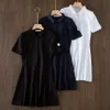 Designer Women Dress Polo Collar New Pure Color White/Black/Blue Sport Waist Slim Dress Summer Cotton T-Shirt Skirt 870