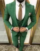 Green Groom Wear Wedding Tuxedos Slim Fit Groomsmen Peak Label Business Suits Prom Party 3 قطع مجموعة سروال