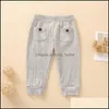 Pantalons enfants bébé poche couleurs unies élastiques vêtements pour garçons en bas âge Infan Dhp3V