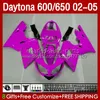 Daytona600 için Motosiklet Bodys Daytona650 02-05 Kaporta 132no.55 Cowling Parlak Pembe Daytona 650 600 CC 02 03 04 05 Daytona 600 2002 2003 2004 2005 ABS PERSASYON KITI