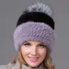 Beanie/Skull Caps Real Fur Woven Ball Bag Head Hat Visone Skin Keep Warm Protezione per le orecchie Donna lavorata a maglia per adulti Berretto antivento Chur22