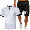 Eşofman Seti Erkekler T Gömlek Şort Setleri Yaz Spor Koşu Pantolon Streetwear polos Tshirt Suit Tops