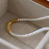 Pendant Necklaces Brass Natural Real Freshwater Pearl Beads Necklace Women Jewelry Punk Designer Runway Rare Simply Gown Boho Japan KoreanPe