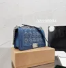 Denim Blue Shoulder Bag Luxury Designer Women Cowboy Chain Crossbody Messenger Bags Totes Classic Brand Lady Canvas Flap Purses Handbag 260r