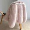 Pink Short Furry Faux Coat Women 2022 New Winter Thicken Warm Jacket Female Fashion Turn Down Collar Long Sleeve Top LR2283 T220716