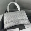 2022 timglas XS handväska strass påse grå mocka kalvväska silver hårdvara axel väska designer lyx plånbok påsar svart rosa handväska toppkvalitet