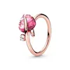Novo 925 Sterling Silver Love Heart Heart CZ Diamond Ring Pandora estilo 18k Rose Gold Wedding Rings Casal Jewelry