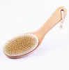 100% Natural Boar Bristle Body Brush met Contoured Houten Handvat Exfoliates Dry Skin Bath Cleaning Borstel GCA12997