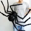 200 cm Plush Giant Spider Halloween Decoration 6.6 ft Black Hairy Spiders Horror Haunted House Garden Props Party Decor Y201006