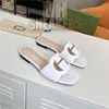 22SS LEATHER DESIGNER Slipper Sandal Womans Summer Outdoor Pantoufle Non-Slip Sliders Black Multicolor Ladys Beach Sandals Shoes Flat Bottoms med Box