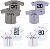 Mens Vintage 20 Josh Gibson Grays Jersey The Movie Negro Leagues NLBM Homestead Grays 스티치 필름 야구 화이트 유니폼 S-3XL