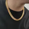 Mode Hip Hop Mens Collier pour Hommes 12/14mm Chaîne Cubaine Plaqué Or 18K Designer Colliers Chaînes en Acier Inoxydable Unisexe 16/18/20/24inches Collier Bijoux en Argent